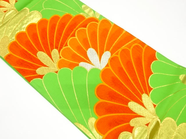 JAPANESE KIMONO / ANTIQUE FUKURO OBI / SILK / WOVEN FLOWERS